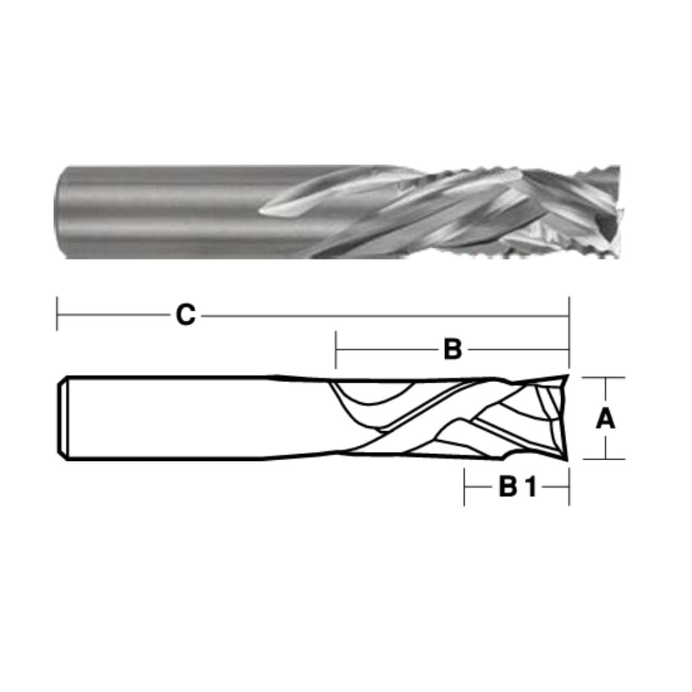 4 Flute Combined Rougher/Finisher Compression Bits