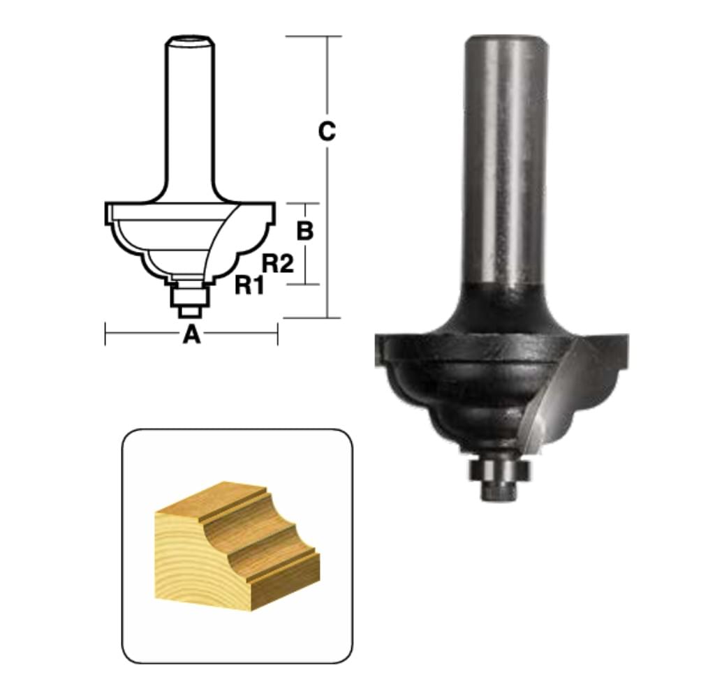 2 Flute Dbl Cove Bits with Ball Bearing Guide