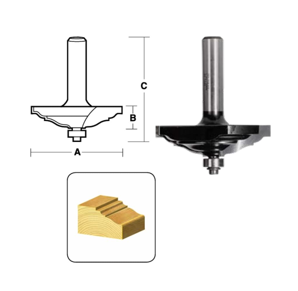 2 Flute Edge & Draw Face Bits w Ball Bearing Guide
