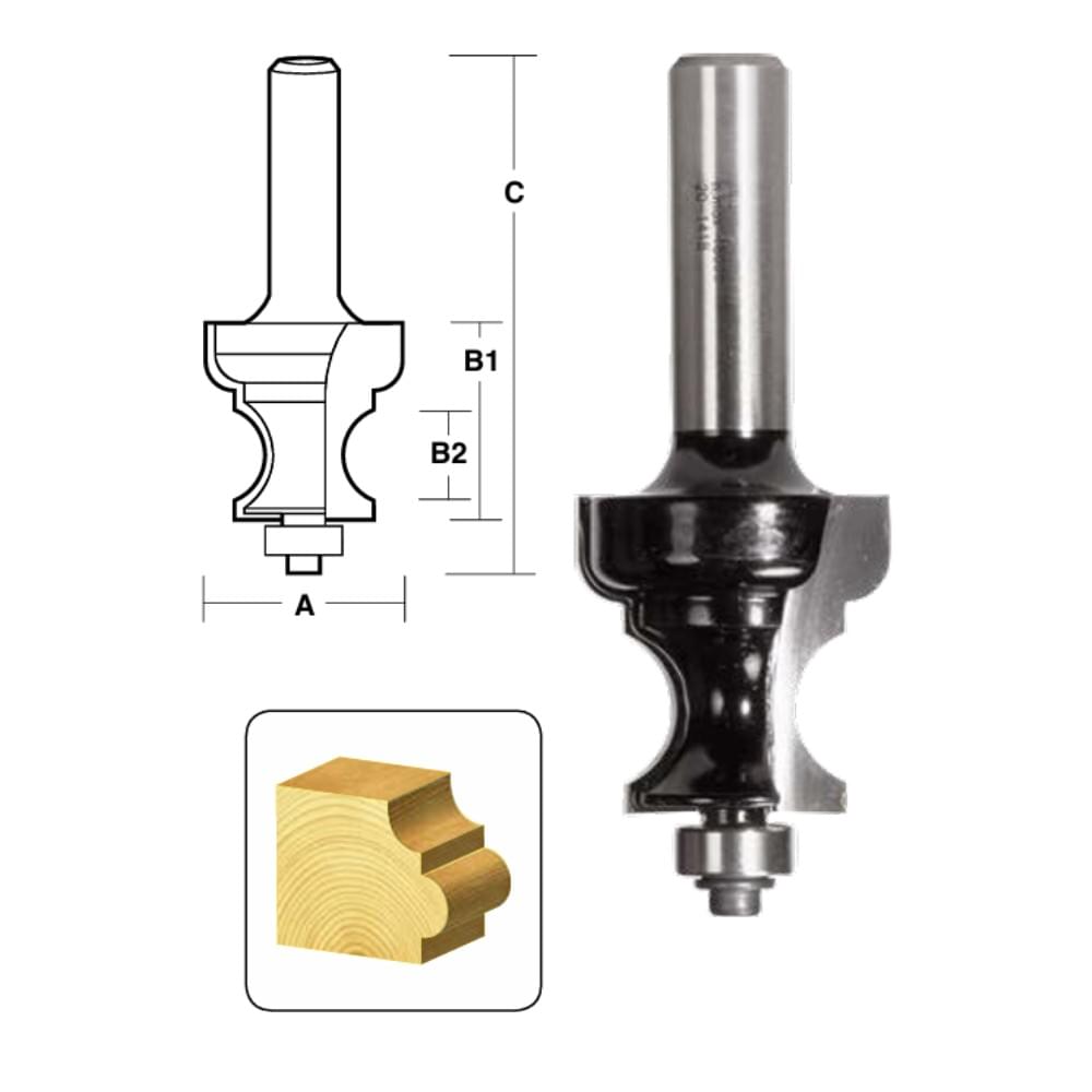 2 Flute Palace Pattern Bits w Ball Bearing Guide