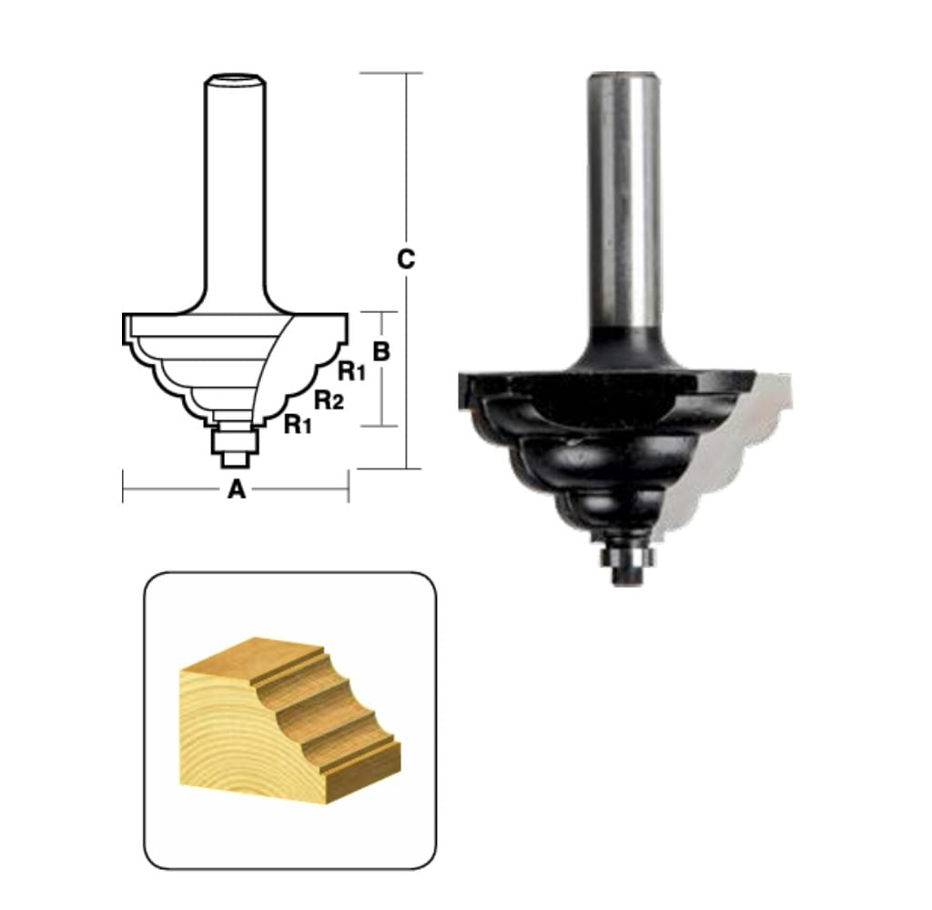 2 Flute Trpl Cove Bits with Ball Bearing Guide