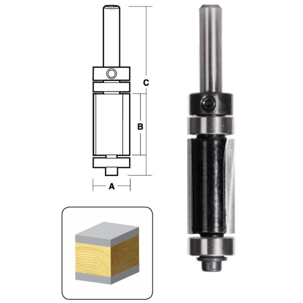 2 Flute Flush Trim Bits with Dual Bearing